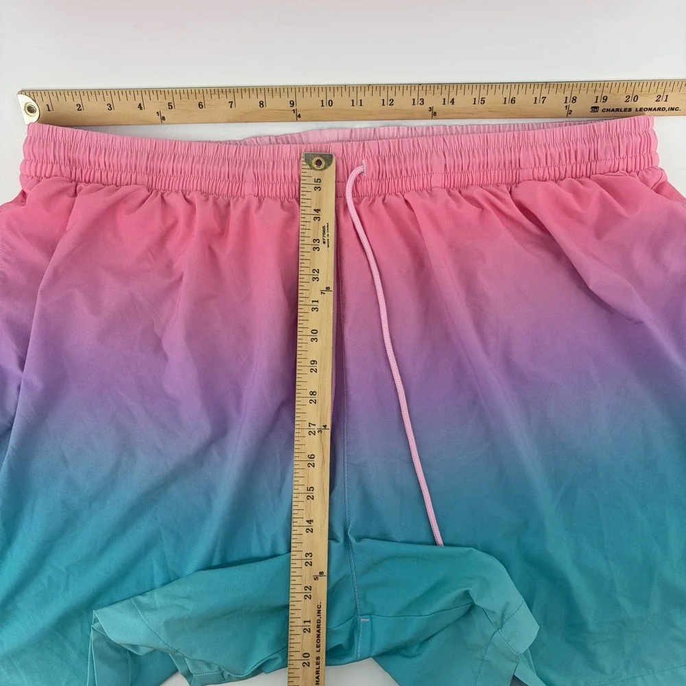 Caribbean Swim Shorts Mens 3XL B Pink Teal Ombre Gradient Trunks Beach Neon 6